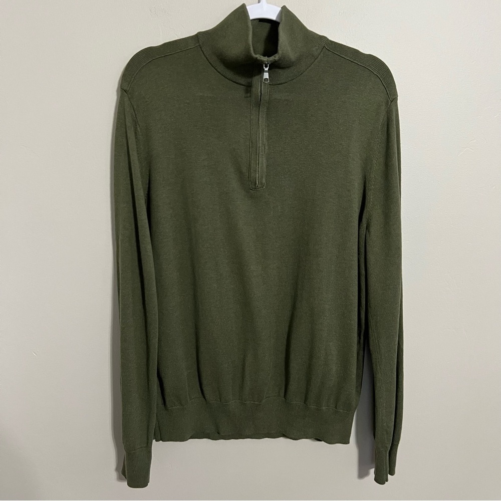 Banana Republic Olive Green Silk Cashmere Blend Half Zip size XL